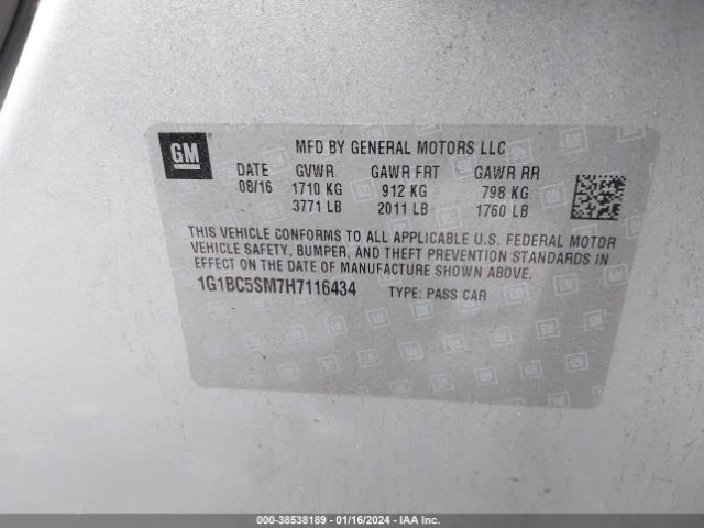 Photo 8 VIN: 1G1BC5SM7H7116434 - CHEVROLET CRUZE 