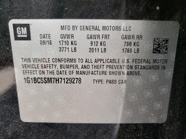 Photo 9 VIN: 1G1BC5SM7H7129278 - CHEVROLET CRUZE LS 