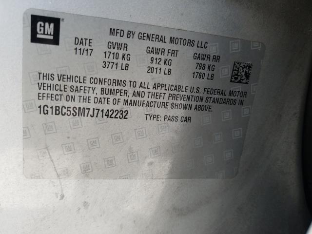 Photo 9 VIN: 1G1BC5SM7J7142232 - CHEVROLET CRUZE LS 