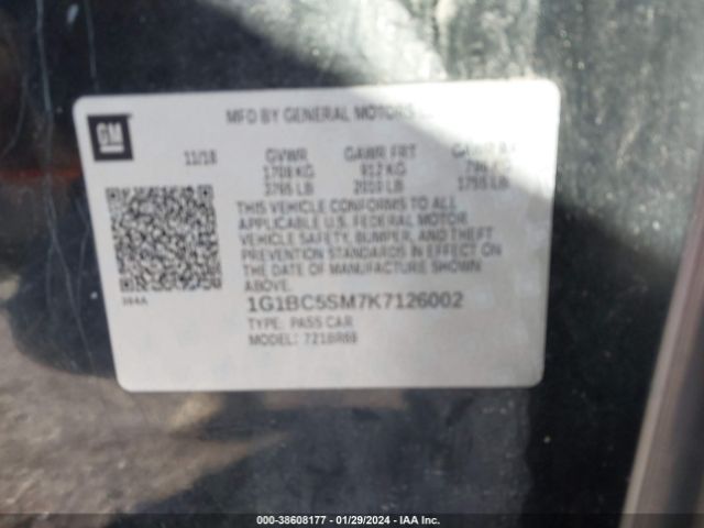 Photo 8 VIN: 1G1BC5SM7K7126002 - CHEVROLET CRUZE 