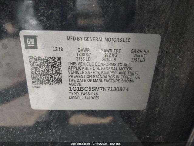 Photo 8 VIN: 1G1BC5SM7K7130874 - CHEVROLET CRUZE 