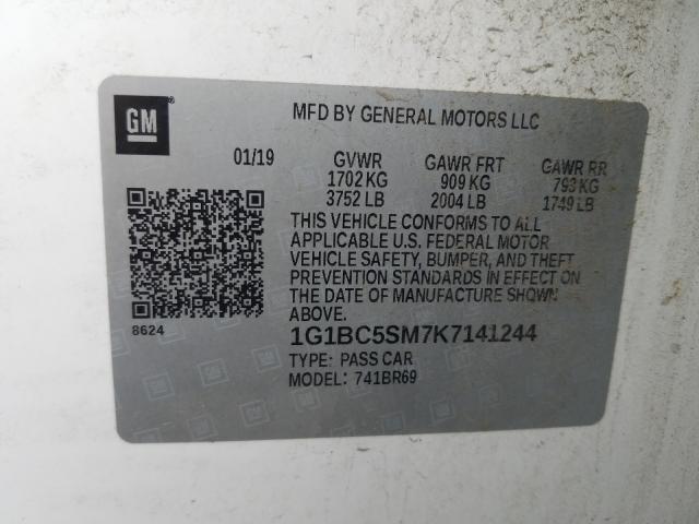 Photo 9 VIN: 1G1BC5SM7K7141244 - CHEVROLET CRUZE 