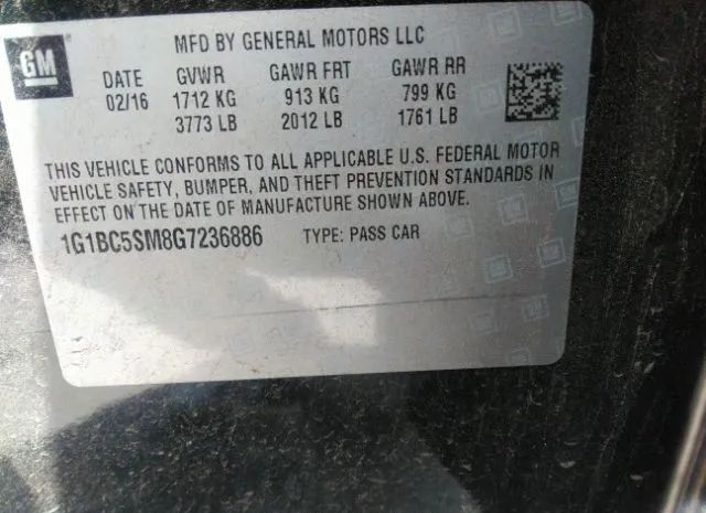 Photo 8 VIN: 1G1BC5SM8G7236886 - CHEVROLET CRUZE 