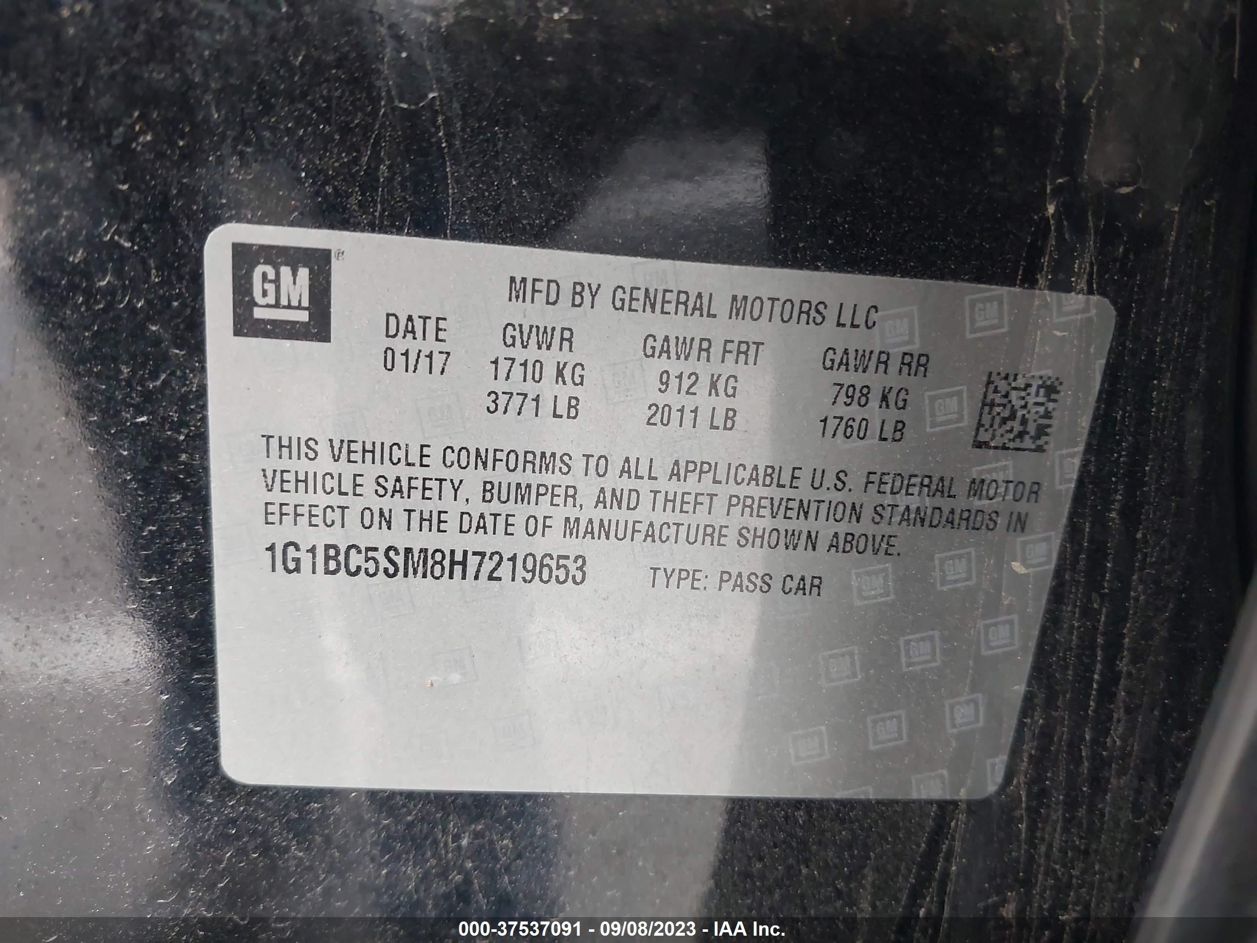 Photo 8 VIN: 1G1BC5SM8H7219653 - CHEVROLET CRUZE 