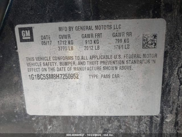 Photo 8 VIN: 1G1BC5SM8H7250952 - CHEVROLET CRUZE 