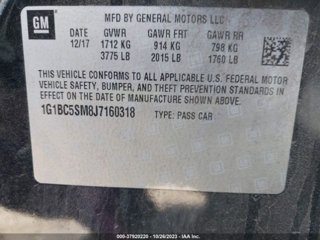 Photo 8 VIN: 1G1BC5SM8J7160318 - CHEVROLET CRUZE 