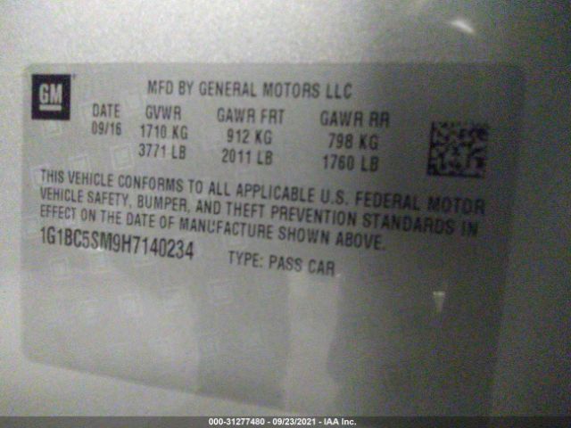 Photo 8 VIN: 1G1BC5SM9H7140234 - CHEVROLET CRUZE 