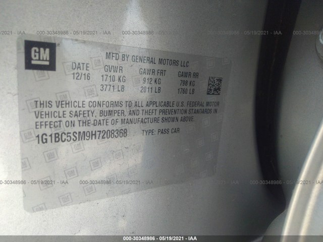 Photo 8 VIN: 1G1BC5SM9H7208368 - CHEVROLET CRUZE 