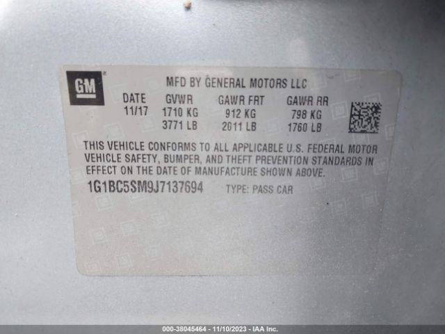 Photo 8 VIN: 1G1BC5SM9J7137694 - CHEVROLET CRUZE 