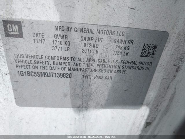 Photo 8 VIN: 1G1BC5SM9J7139820 - CHEVROLET CRUZE 