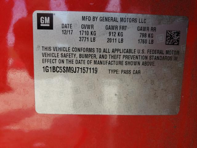 Photo 9 VIN: 1G1BC5SM9J7157119 - CHEVROLET CRUZE LS 