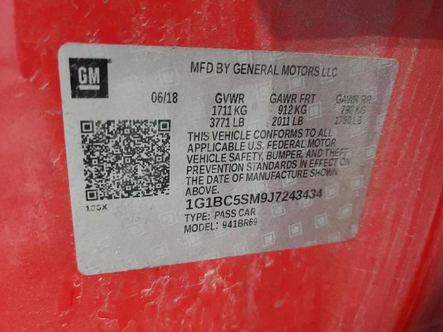 Photo 11 VIN: 1G1BC5SM9J7243434 - CHEVROLET CRUZE LS 