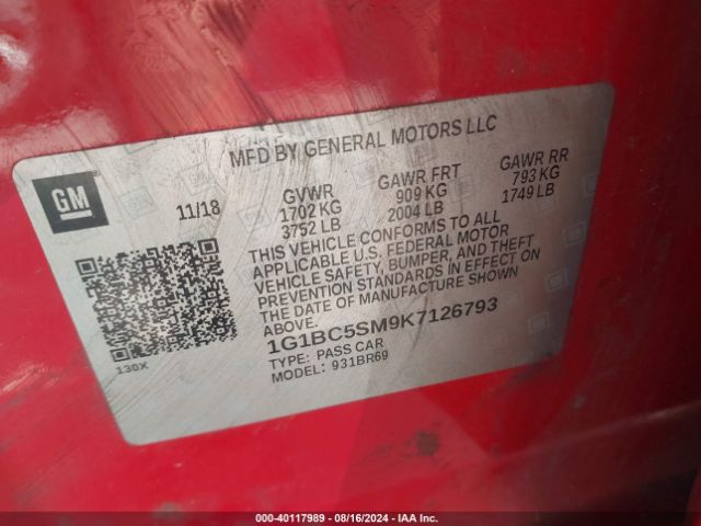 Photo 8 VIN: 1G1BC5SM9K7126793 - CHEVROLET CRUZE 