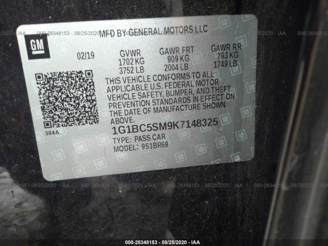 Photo 8 VIN: 1G1BC5SM9K7148325 - CHEVROLET CRUZE 