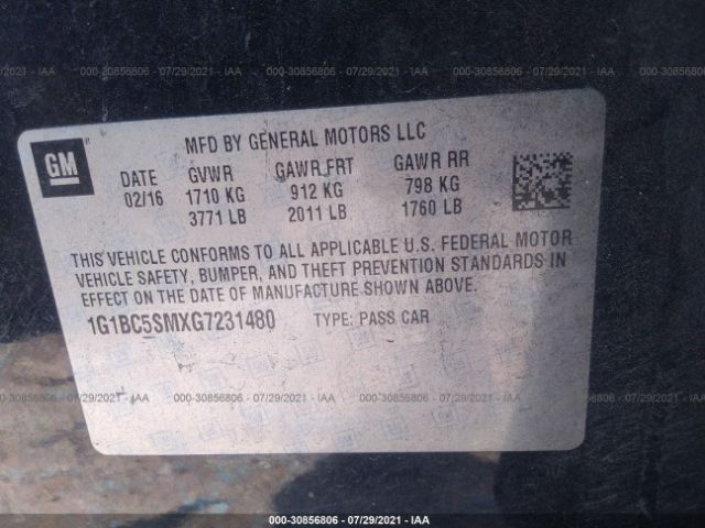 Photo 8 VIN: 1G1BC5SMXG7231480 - CHEVROLET CRUZE 