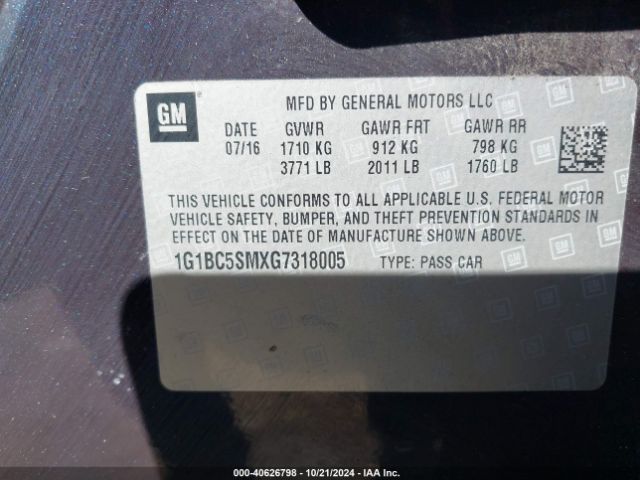 Photo 8 VIN: 1G1BC5SMXG7318005 - CHEVROLET CRUZE 