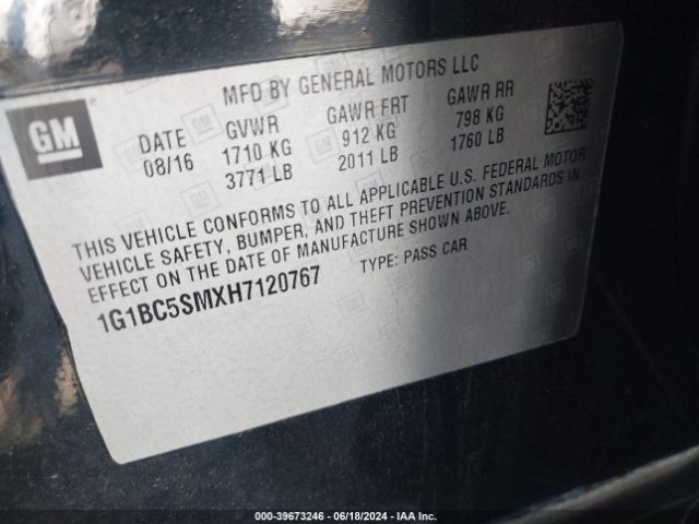 Photo 8 VIN: 1G1BC5SMXH7120767 - CHEVROLET CRUZE 