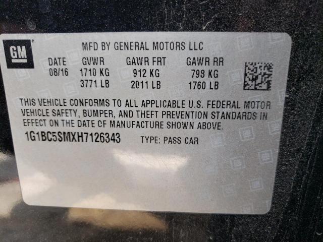 Photo 11 VIN: 1G1BC5SMXH7126343 - CHEVROLET CRUZE LS 