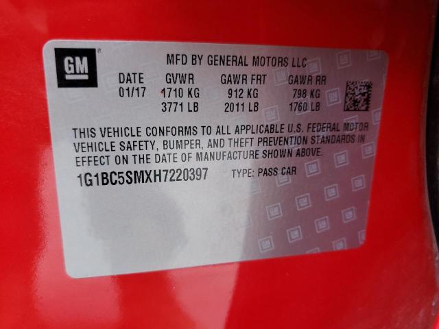 Photo 11 VIN: 1G1BC5SMXH7220397 - CHEVROLET CRUZE 