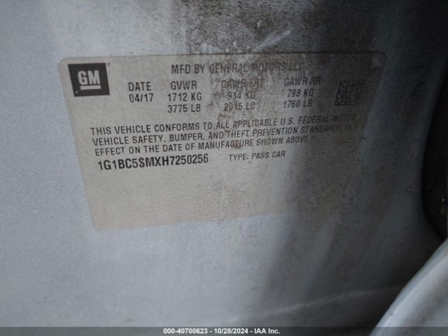 Photo 8 VIN: 1G1BC5SMXH7250256 - CHEVROLET CRUZE 