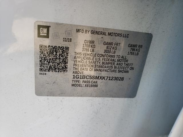 Photo 9 VIN: 1G1BC5SMXK7123028 - CHEVROLET CRUZE LS 