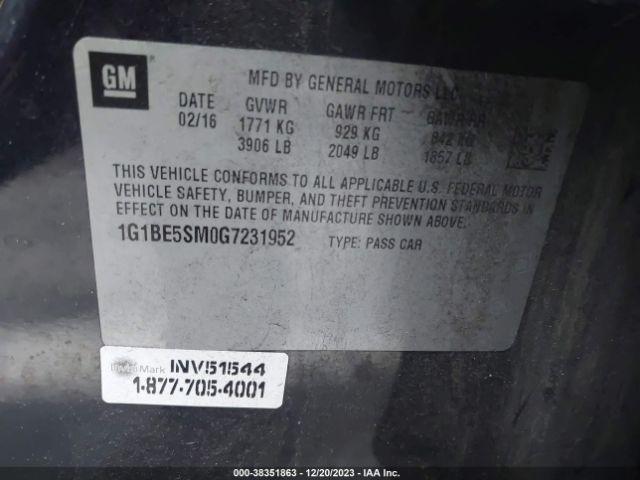 Photo 8 VIN: 1G1BE5SM0G7231952 - CHEVROLET CRUZE 