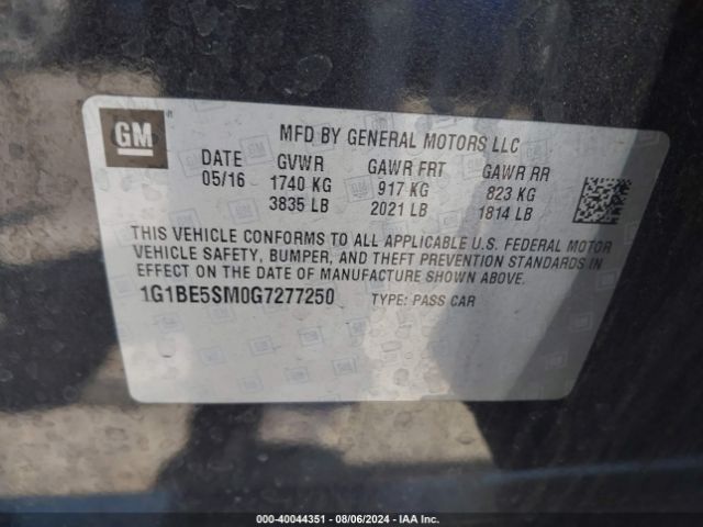 Photo 8 VIN: 1G1BE5SM0G7277250 - CHEVROLET CRUZE 