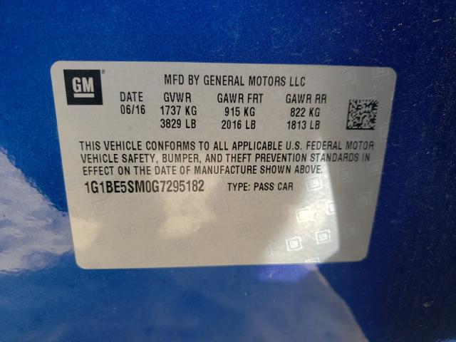 Photo 9 VIN: 1G1BE5SM0G7295182 - CHEVROLET CRUZE LT 