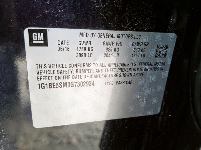 Photo 9 VIN: 1G1BE5SM0G7302924 - CHEVROLET CRUZE LT 