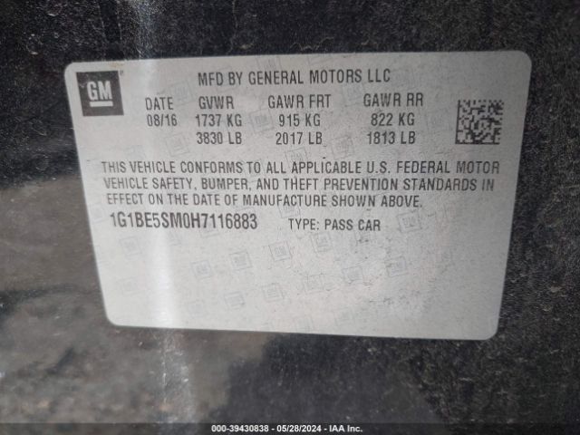 Photo 8 VIN: 1G1BE5SM0H7116883 - CHEVROLET CRUZE 