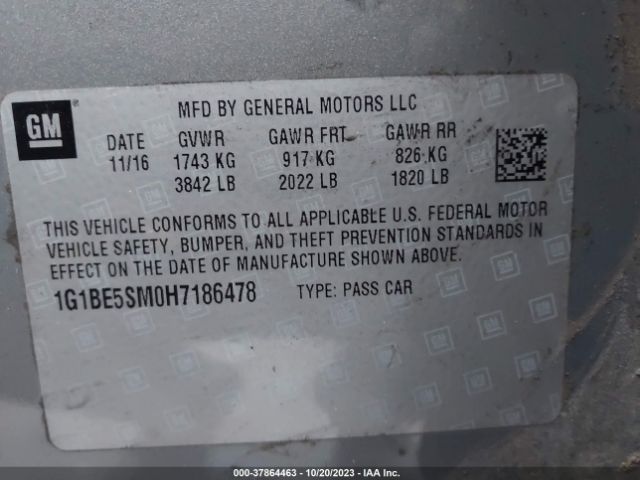 Photo 8 VIN: 1G1BE5SM0H7186478 - CHEVROLET CRUZE 