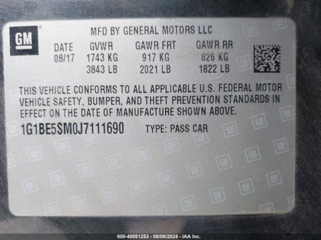 Photo 8 VIN: 1G1BE5SM0J7111690 - CHEVROLET CRUZE 