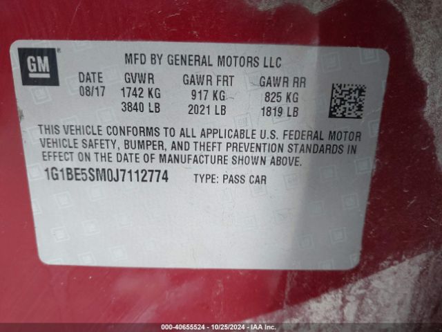 Photo 8 VIN: 1G1BE5SM0J7112774 - CHEVROLET CRUZE 