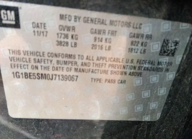 Photo 8 VIN: 1G1BE5SM0J7139067 - CHEVROLET CRUZE 