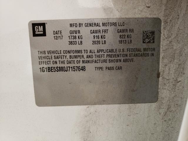 Photo 9 VIN: 1G1BE5SM0J7157648 - CHEVROLET CRUZE LT 