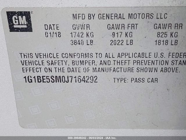 Photo 8 VIN: 1G1BE5SM0J7164292 - CHEVROLET CRUZE 