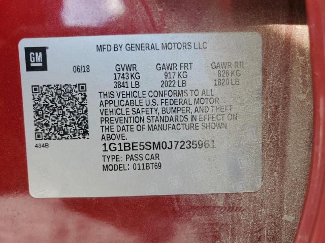 Photo 9 VIN: 1G1BE5SM0J7235961 - CHEVROLET CRUZE LT 