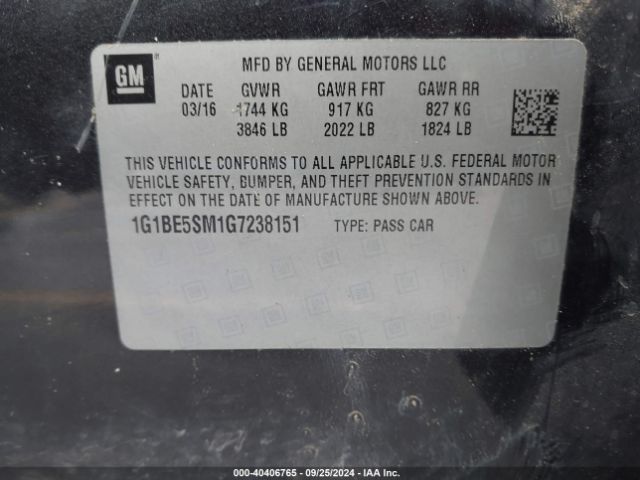 Photo 8 VIN: 1G1BE5SM1G7238151 - CHEVROLET CRUZE 