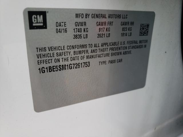 Photo 9 VIN: 1G1BE5SM1G7261753 - CHEVROLET CRUZE LT 