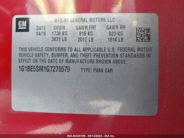 Photo 8 VIN: 1G1BE5SM1G7270579 - CHEVROLET CRUZE 