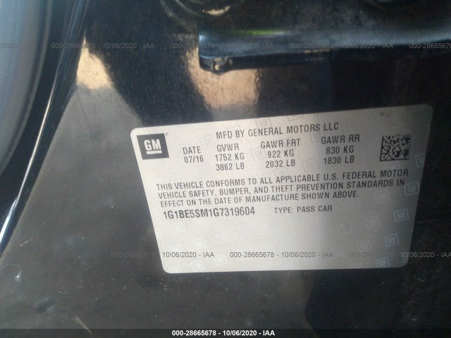 Photo 8 VIN: 1G1BE5SM1G7319604 - CHEVROLET CRUZE 