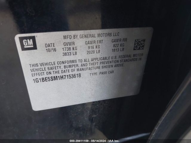 Photo 8 VIN: 1G1BE5SM1H7153618 - CHEVROLET CRUZE 