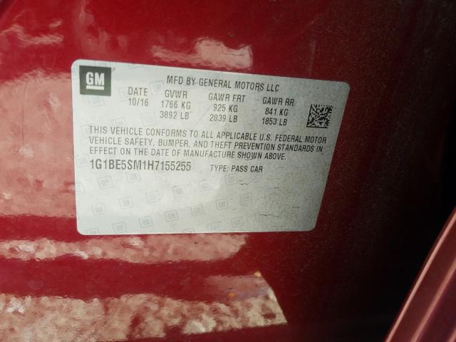 Photo 9 VIN: 1G1BE5SM1H7155255 - CHEVROLET CRUZE LT 