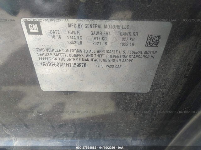 Photo 8 VIN: 1G1BE5SM1H7159970 - CHEVROLET CRUZE 