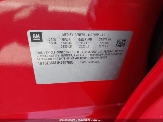 Photo 8 VIN: 1G1BE5SM1H7197683 - CHEVROLET CRUZE 