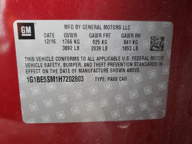 Photo 9 VIN: 1G1BE5SM1H7202803 - CHEVROLET CRUZE LT 