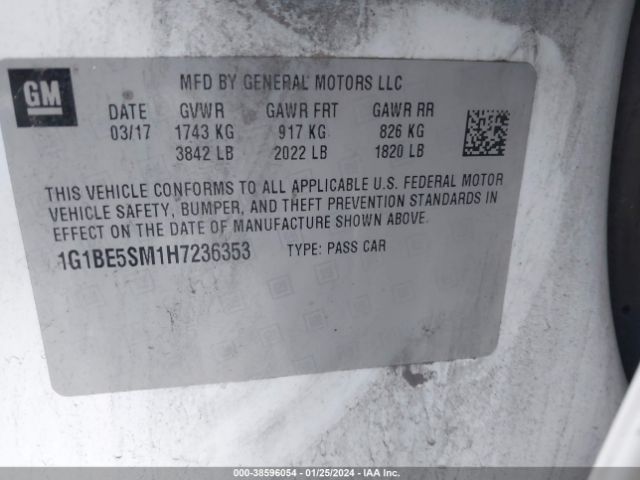 Photo 8 VIN: 1G1BE5SM1H7236353 - CHEVROLET CRUZE 