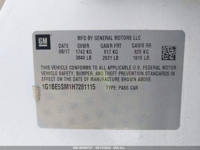 Photo 8 VIN: 1G1BE5SM1H7281115 - CHEVROLET CRUZE 