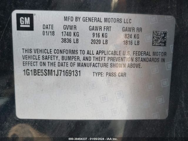 Photo 8 VIN: 1G1BE5SM1J7169131 - CHEVROLET CRUZE 