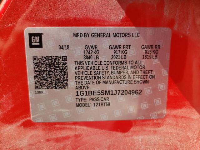 Photo 9 VIN: 1G1BE5SM1J7204962 - CHEVROLET CRUZE LT 